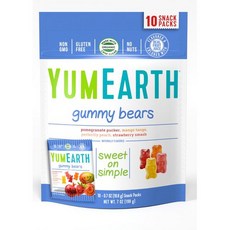 얌얼스 천연 구미 베어스 10개입 순중량 7oz (포장 YumEarth Natural Gummy Bears 10 Count net wt. 7oz (Packaging May, 18.8g, 1개