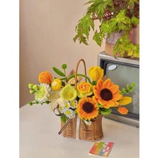 모루 DIY 꽃만들기 꽃다발 철사 패키지 꽃바구니 공예, 1개, 11_햇살향 바구니 완제품