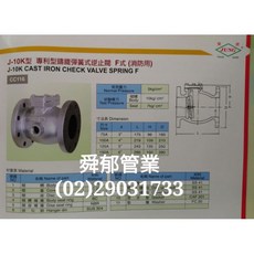 JUNG J-10K 鑄鐵彈簧式逆止閥 消防用, 1個