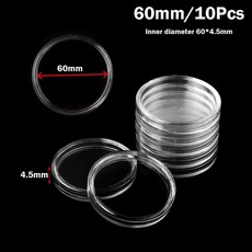 10PCS 투명 플라스틱 코닝 캡슐 아크릴 코인 케이스 홀더 보호기 스토리지 박스, 60mm