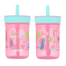 啵比小舖 美國 Contigo Leighton 兒童吸管水杯 397ml, 1個, 杜鵑花/美洲駝