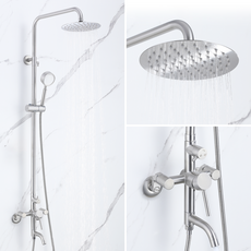 준앤코 SRS 스테인리스 해바라기 샤워기 세트 샤워수전, SRS02, 1개, 실버