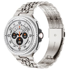 갤럭시워치8 호환 클래식 메탈 스트랩 시계줄 교체 원클릭 밴드 40/44/46mm, 티타늄, 1개