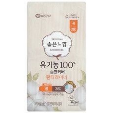 좋은느낌 유기농 순면커버 팬티라이너, 롱, 36개입, 2개
