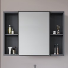 Zoomland 욕실 수납장 욕실장 화장실 수건장 댐퍼 슬라이드장 전, 회색, 1개