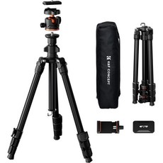 KF 컨셉 70인치 카메라 삼각대 360도 볼 헤드 적재 용량 17.6파운드의 가벼운 여행 삼각대 스마트폰 라이브 스트리밍용 휴대폰 클립 Vlog K234A3BH-36