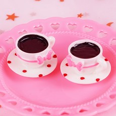 [이브닝메종] 미니어처 도트 리본 커피잔 파츠 1p 2컬러, 레드 rsB34, 1개