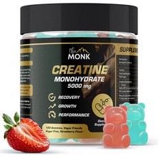 THE MONK Creatine Monohydrate Gummies for Men & Women - Sugar Free Vegan Gluten-Free Non-GMO -, 1개