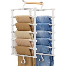 多層多功能褲架 衣櫃摺疊雙鉤雲梯無痕褲子收納, -單掛鉤【層間距約5.4CM】省橫向空間,1件裝【不鏽鋼管】寬36cm 升級款 × 1個