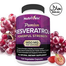 레스베라트롤과 폴리페놀 복합체 1450mg 함유 항산화 작용으로 심장 뇌 건강 및 면역 체계에 유익합니다., 1개, 120정