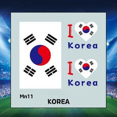 2026미국-캐나다-멕시코 축구 월드컵 팬 응원 국기 스티커 파티 얼굴 스티커 신형 타투 스티커 맞춤 제작, 한국 Mn11, 5.7*6, 1개