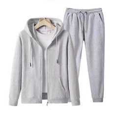 衛衣男兩件裝純棉休閒套裝拉鍊加絨加厚秋冬季潮流青少年運動外套