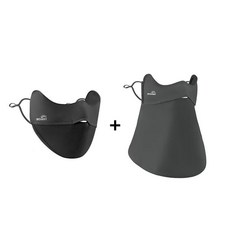 OHSUNNY防曬面罩女防紫外線2023新款春夏全臉露鼻護眼角顯瘦面罩, 暗夜黑+素影灰（護眼角面罩）, 1個