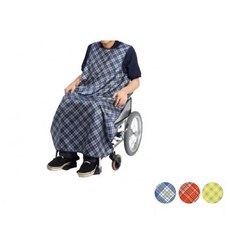 海夫健康生活館 輪椅圍兜 超撥水型 長袖 餐用 圍兜 日本製 (E0789.0790), 1個, 長袖型,格紋藍, 格紋藍