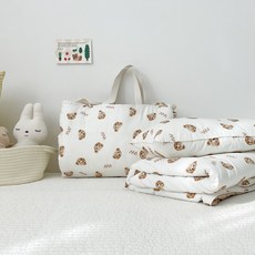 까나베나 유아 어린이집 모달 사계절 낮잠이불+패드+베개(솜포함) 세트 분리형, 모달베어