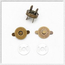 [어반굿즈] 패션 부자재 다양한 잡화 리폼 수리 14mm 핀 메탈 자석 단추 20P 한세트, 엔틱, 20개