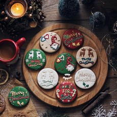 麥歡樂 經典聖誕節 圓形餅乾壓模 壓印模具 祝福語 糖霜餅乾, 詳見包裝, 詳見包裝