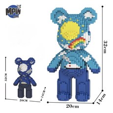 스타일하우스 나노블럭 베어브릭 32cm 중형 장식품, 혼합색상 G22, 1개