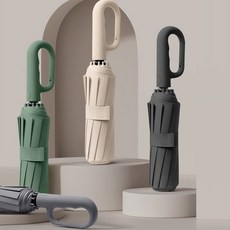 [모노테크] 1+1 (블랙+베이지) 카리비너 10k 이중창살 강풍 비바람 강한 튼튼한 3단 자동 우산 초대형 접이식 우산 자외선차단 암막