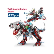 2in1 기계 공룡/전투기 모델 블록 창의적인 422개 조립 교육용 MOC 브릭 장난감 소년 선물, 01 422pcs Blocks