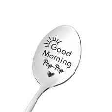 아버지 선물 아들 딸 굿모닝 아빠 각인 스푼 아빠를 위한 크리스마스 생일 은퇴 팝 스테인리스 스틸, 팝팝