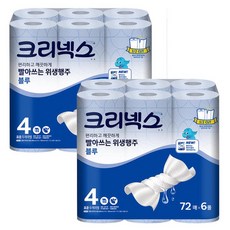 크리넥스 빨아쓰는 위생행주 블루 72매 6롤 2개