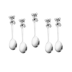 DTSFHTDAL 5피스 스테인리스 스틸 곰 스푼 410 크리에이티브 포크 베어 및 거울 광택 커피 (베어 스푼), DTSFHTDAL 5피스 스테인리스 스틸 곰 스푼 41