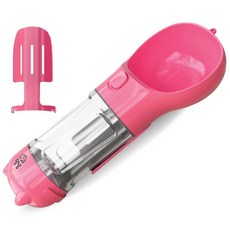 Meongyang 狗狗便攜式一鍵式散步水壺, 粉紅色, 1套