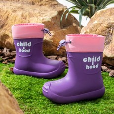 child hood 儿童雨鞋, 抽繩款紫色