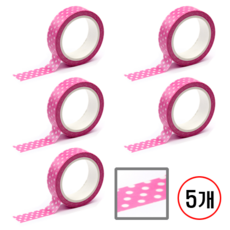 디자인마스킹 테이프 프린텍, 5개, 핑크도트