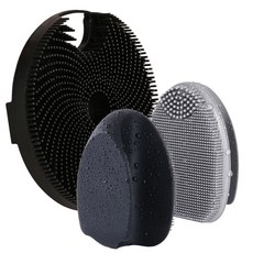 히어버스 실리콘 페이스 스크러버 여성 남성용 2팩 수동 각질 제거 브러시 블랙 리무버 모공 클렌징 마사지용 페이셜, Set2 bla gray