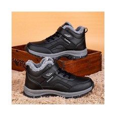 雪靴男女款保暖防水防滑雪地短靴，戶外防潑水止滑登山鞋，大尺碼健步老人運動休閒防寒厚底舒適鞋, 규격 없음, 黑色