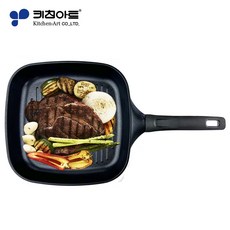 키친아트 통주물 사각 메탈그릴팬 28CM 스테이크팬 생선그릴팬, 키친아트 사각 그릴팬 28cm, 1개