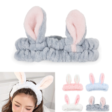 토끼 세안 밴드 앞머리 고정 세수 샤워 세면 어린이 여성 헤어 머리띠, 연핑크, 1개, 연핑크