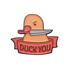 DUCK YOU 에나멜 핀 만화 오리 홀드 A 나이프 배지 브로치 백팩용 스테인리스 스틸 보석 없음 129278