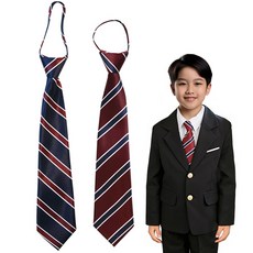 주니어 스트라이프 넥타이 2p 주니어 여성 와인 네이비 줄무늬 짧은 넥타이 2개