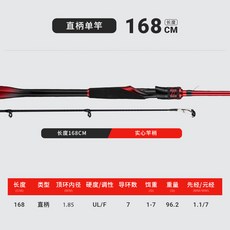 釣友俱樂部 微物路亞竿 UL硬度 遠投魚桿 1.68米 單桿 釣魚竿 馬口竿, 1.68米直柄,單竿