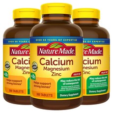Nature Made Calcium Magnesium Zinc 네이쳐 메이드 칼슘 마그네슘 아연 300정 3팩, 3개