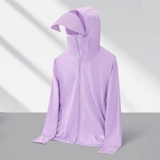 2026 夏季女款戶外防曬衣 輕薄透氣 寬鬆防曬衫 冰絲涼感 運動外套, 女淺紫