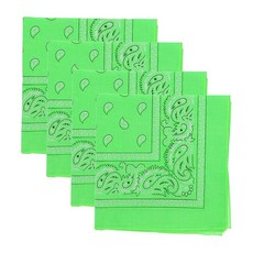 Motique Accessories 네온 페이즐리 반다나 - 4개 세트 옐로우 핑크 265449 4417551825, 네온 그린