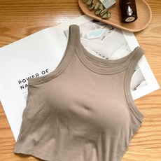 Fee現貨8色工字胸墊背心 BRA TOP 削肩背心 BRA T 螺紋 罩杯 運動 女背心 坦克背心 夏天 正韓