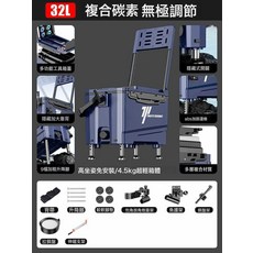 戶外新款2026釣箱全套可坐多功能臺釣裝備魚箱新型釣魚箱, 1個, 【複合碳素】不帶輪-32L藏青(鎂鋁三件套+拉餌盤+伸縮♜★