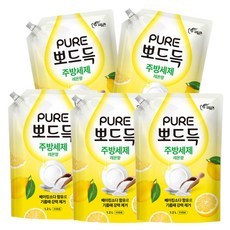 피죤 퓨어 뽀드득 주방세제 레몬향, 1.2L, 5개