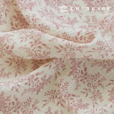 천가게 요루 이중 거즈원단 면 무형광 바이오워싱 천 꽃무늬 원단 체리 크림, 43) 뜨왈 리프 핑크