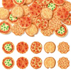 Stiesy 100피스 모조 초콜릿 슬라임 레진 참 3D 현실적인 디저트 테마 플랫백 장식 폰 케이스 DIY 네일 아트 주얼리 제작 스크랩북 장식용, 피자 5 스타일-30개