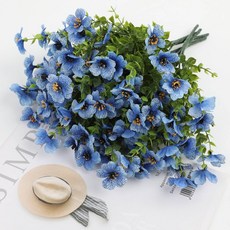 仿真綠植七叉桉樹尤加利紫羅蘭塑料假花家居裝飾擺件仿真花批發, AHB1811-190-7 藍色, 1個