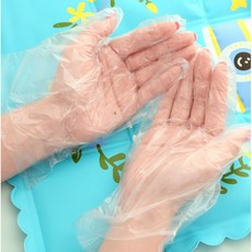 枕頭山 P732 一次性手套100支裝 食品清潔衛生廚房塑膠薄膜燒烤手套, 詳見包裝, 大 (L), 1個