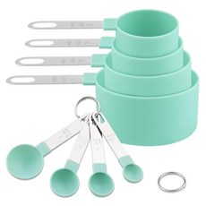 주방에서 정밀한 조리 측정을 위한 8 PCS 스테인리스 스틸 계량컵 및 숟가락 세트 둥지, Green