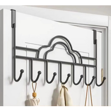 門後掛勾架，簡約設計，多功能收納, 雲朵掛門七鉤（黑色）單裝, 1個