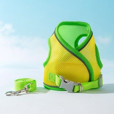 寵物牽引繩小型犬貓咪四季通用胸揹帶狗鏈子狗狗用品狗繩, 1個, 洛克黃